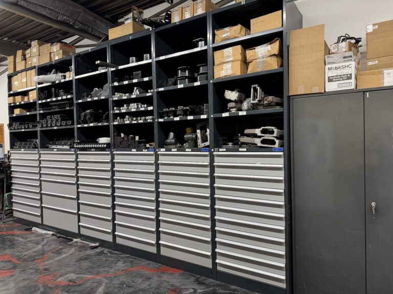 Parts and components in the Drago S.C.I. parts room